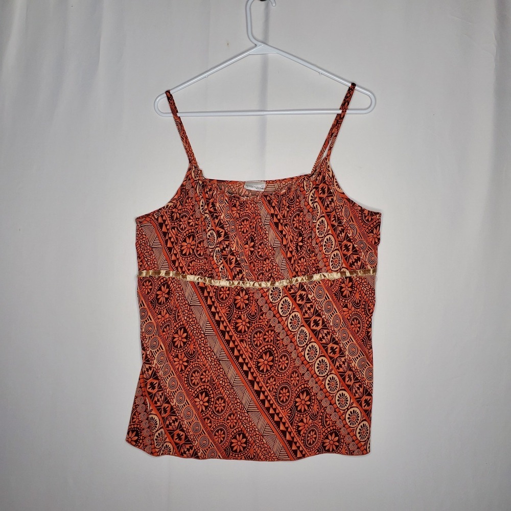 Fashion Bug Vtg 90s Empire Tank Top Women XL Sequin Tassel Velvet Grunge Forest